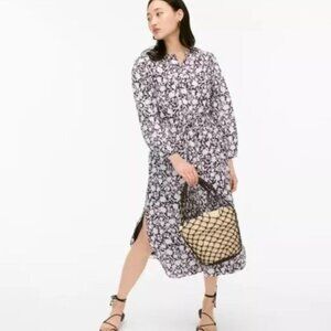 J.CREW  Tie-waist Cotton Voile Midi Dress in Rose Vines Size 14